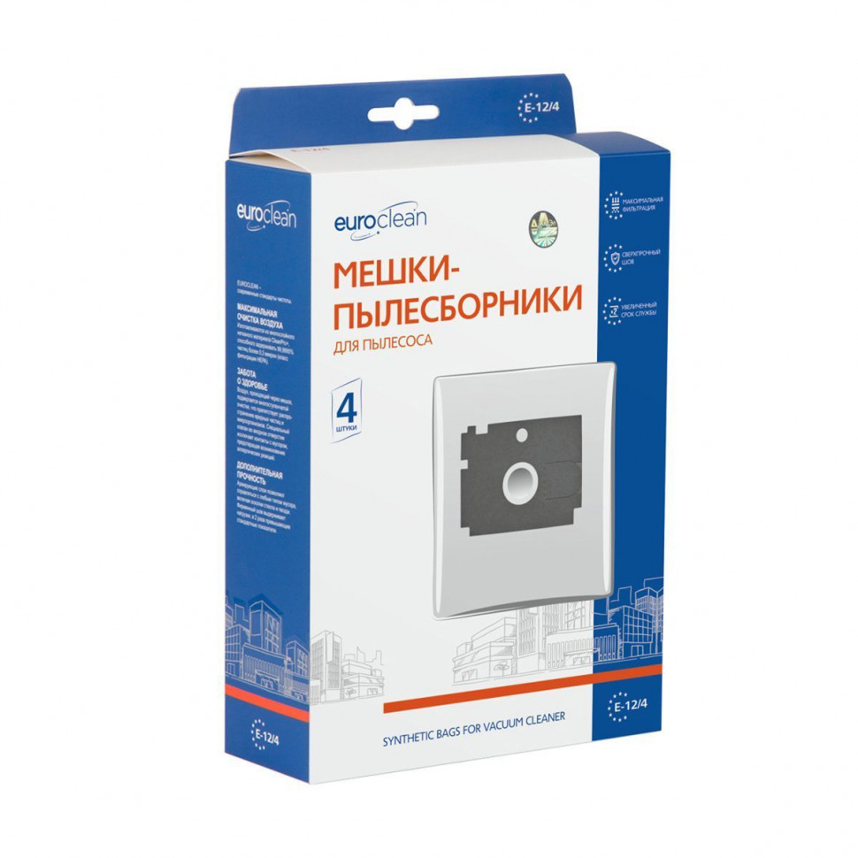 Мешки-пылесборники для пылесосов Boreal, Privileg, Quelle синтетические, 4 шт, Euroclean , E-12/4NZ