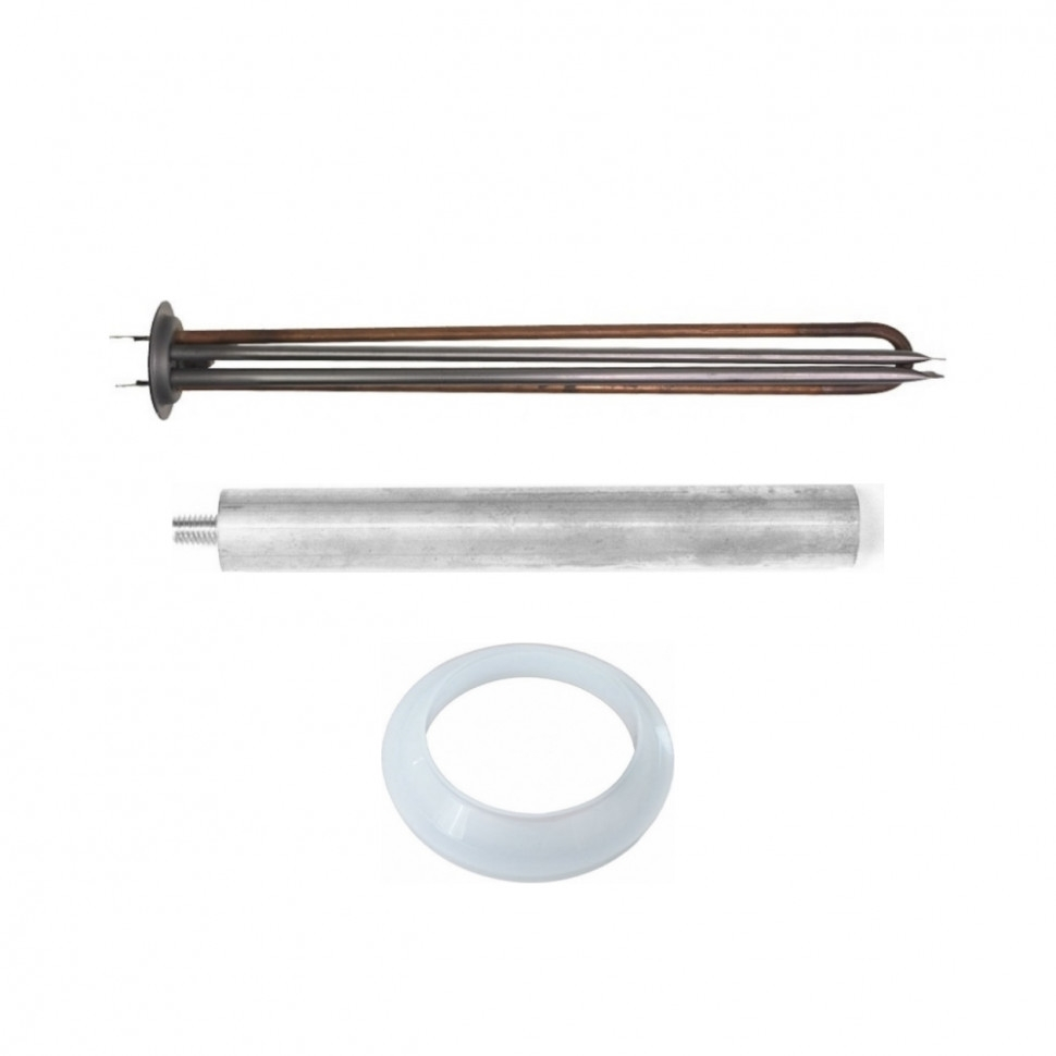 Комплект ТЭН 1,5кВт (1500Вт) RF для водонагревателя Lemax, Timberk + прокладка + анод, 20061K